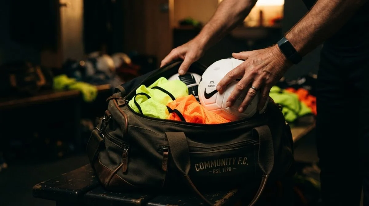 Training equipment being packed for a grassroots club session